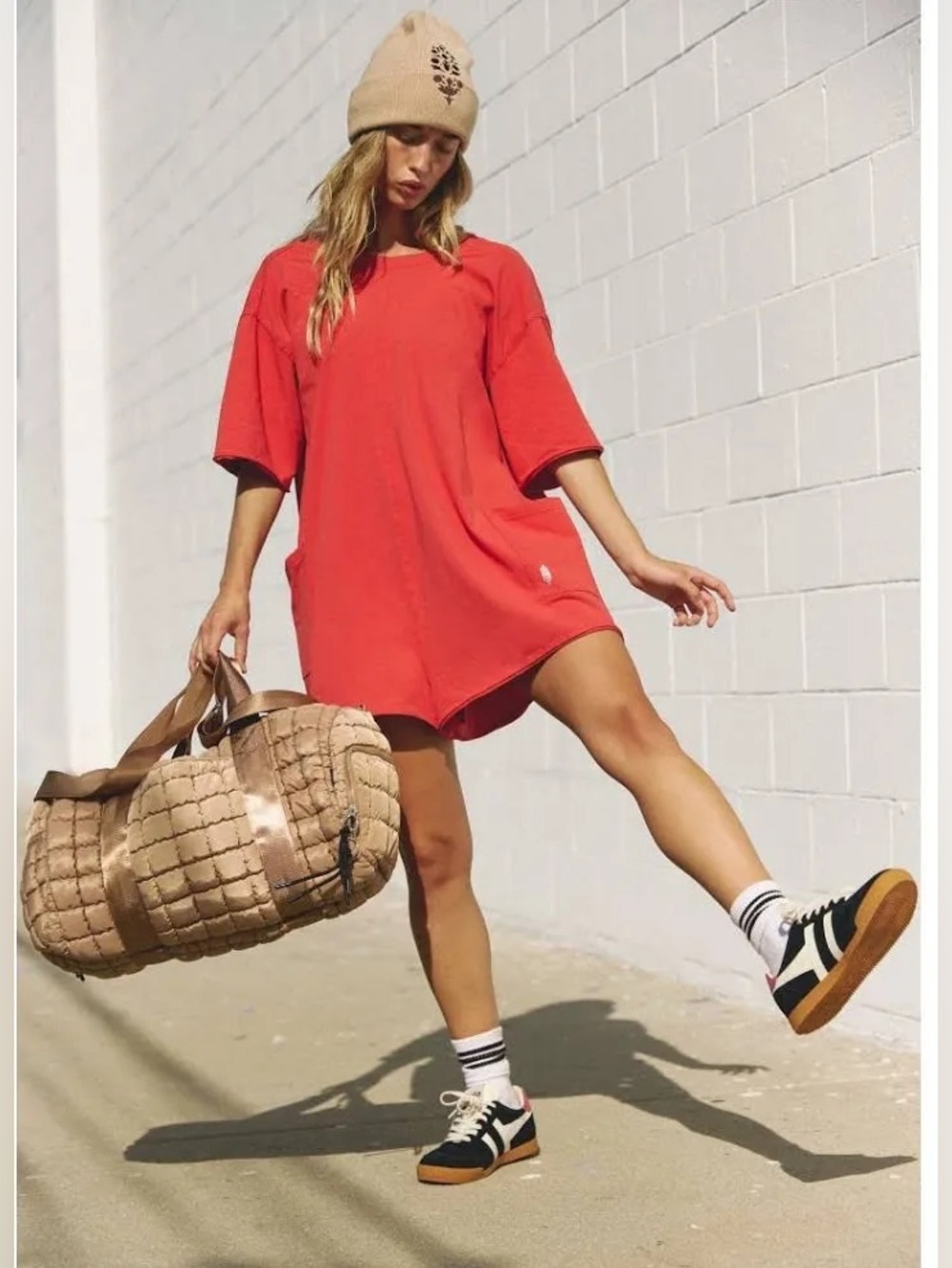 Free People Movement Hot Shot Tee Romper Short Sleeve Onesie in Winterberry Red